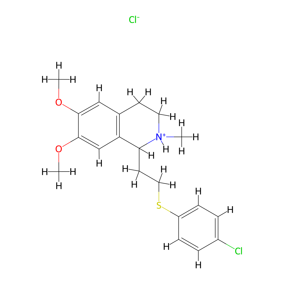1-(2-((4-Chlorophenyl)thio)ethyl)-6,7-dimethoxy-2-methyl-1,2,3,4-tetrahydroisoquinoline hydrochloride molecular structure, CAS 22309-29-1