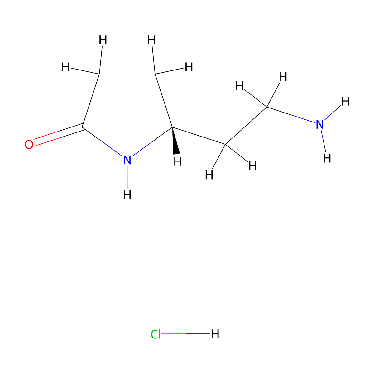 (5R)-5-(2-aminoethyl)pyrrolidin-2-one hydrochloride molecular structure, CAS 2230901-13-8