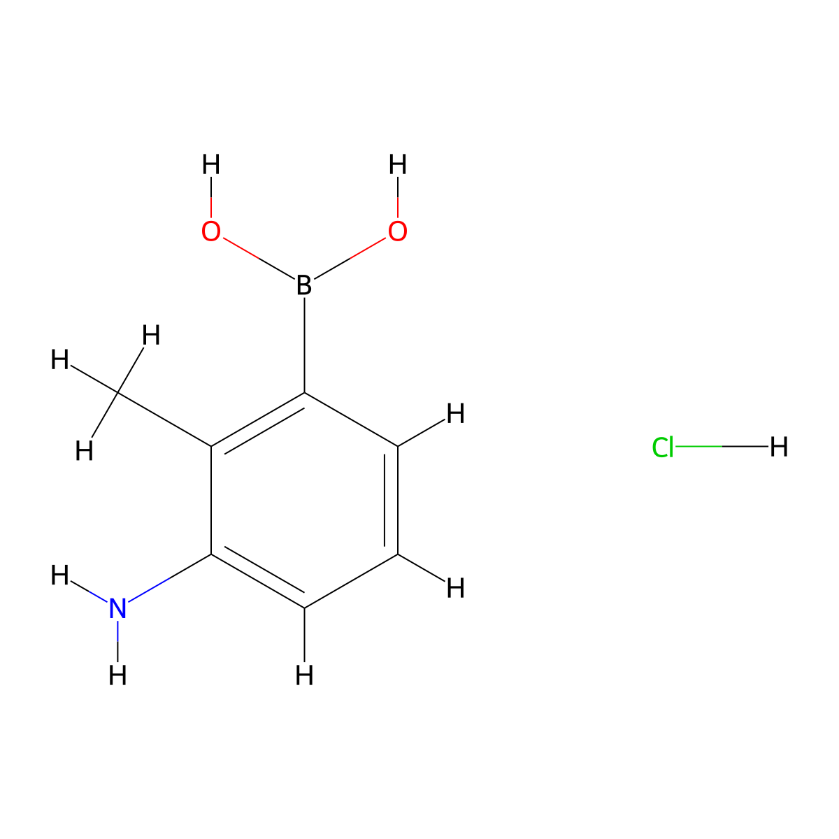 (3-Amino-2-methylphenyl)boronic acid hydrochloride molecular structure, CAS 2230901-24-1