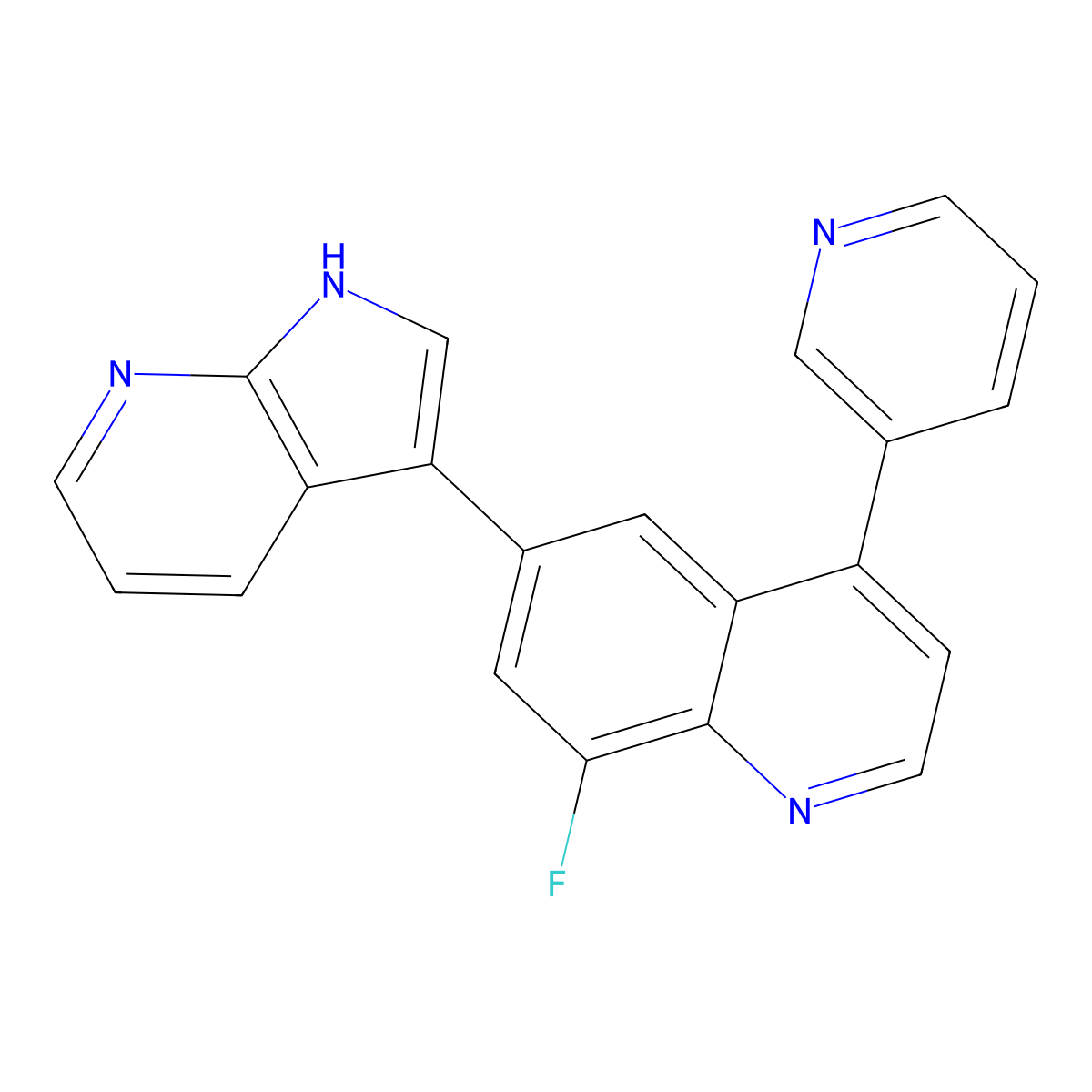 8-fluoro-4-(pyridin-3-yl)-6-{1H-pyrrolo[2,3-b]pyridin-3-yl}quinoline molecular structure, CAS 2230901-57-0