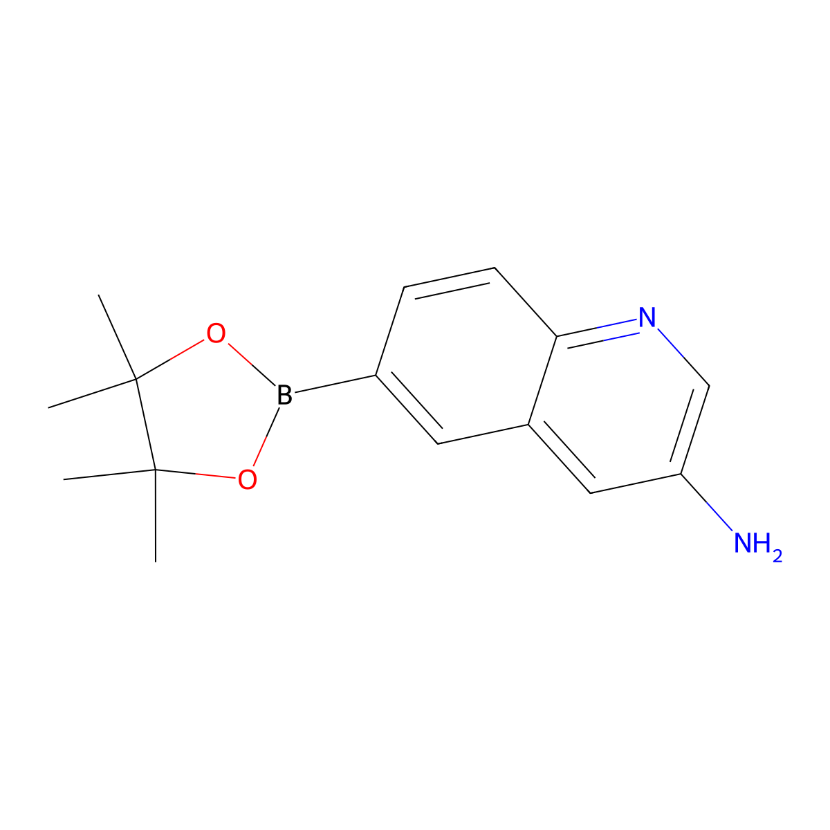 6-(Tetramethyl-1,3,2-dioxaborolan-2-yl)quinolin-3-amine molecular structure, CAS 2230902-34-6