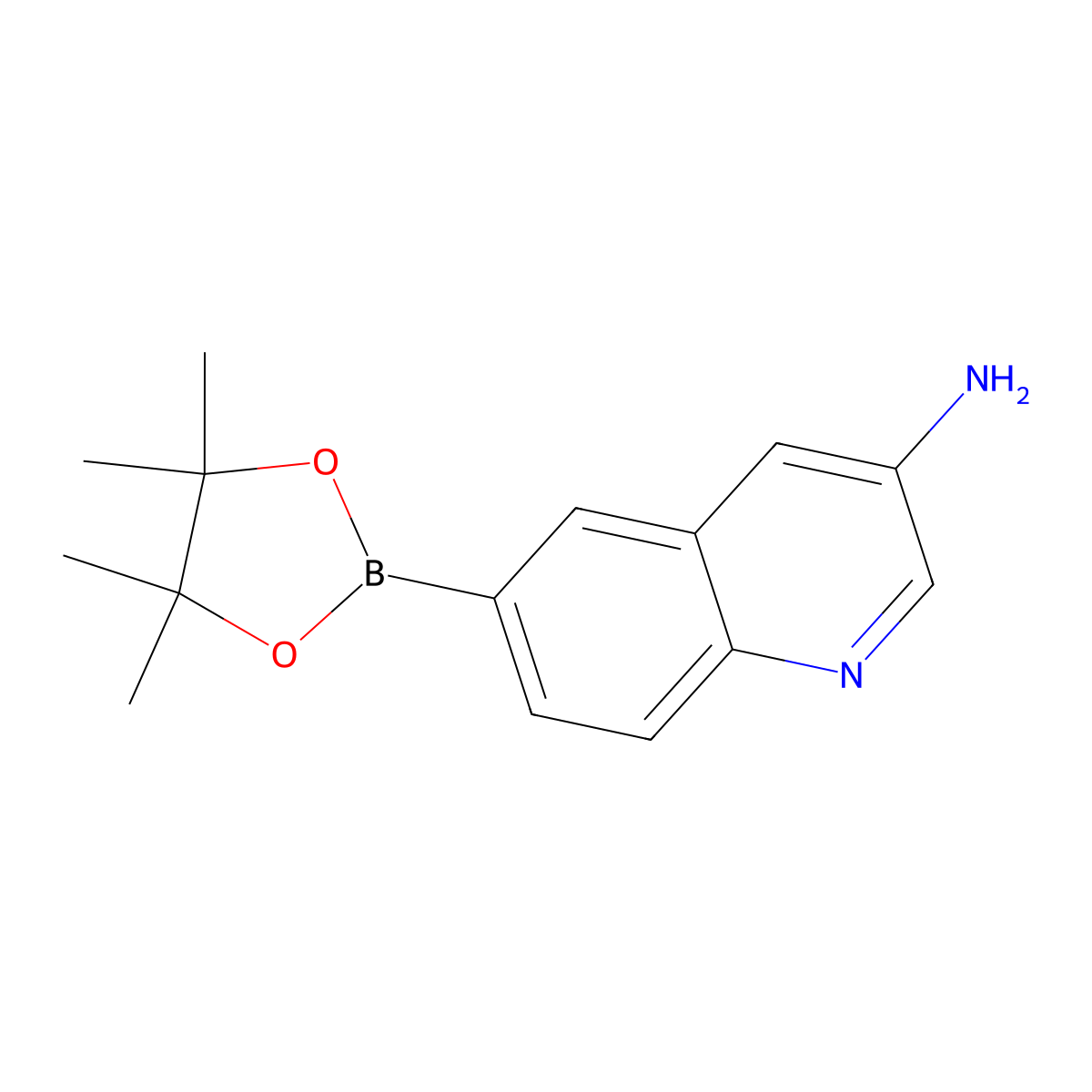 6-(Tetramethyl-1,3,2-dioxaborolan-2-yl)quinolin-3-amine molecular structure, CAS 2230902-34-6