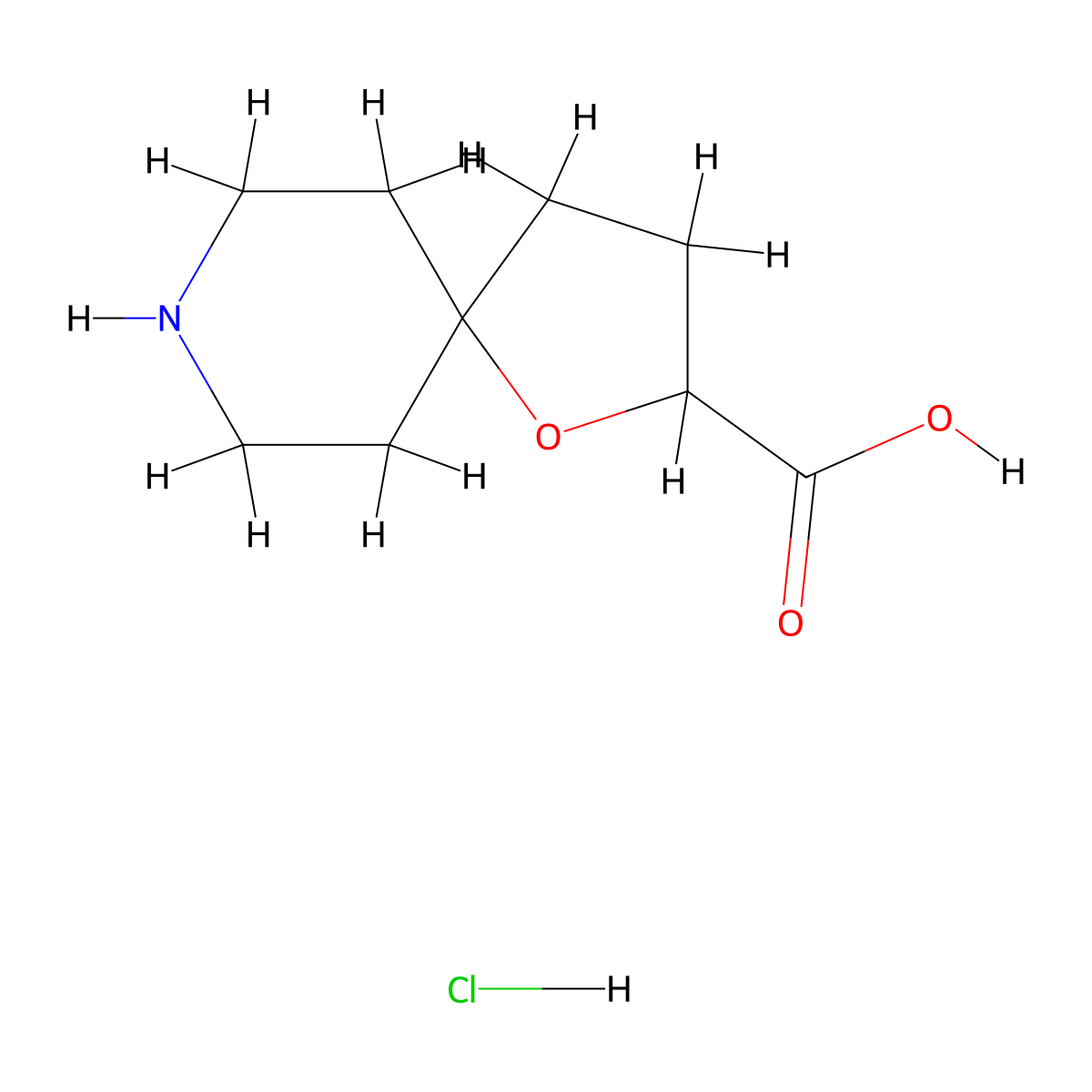 1-Oxa-8-azaspiro[4.5]decane-2-carboxylic acid;hydrochloride molecular structure, CAS 2230912-29-3