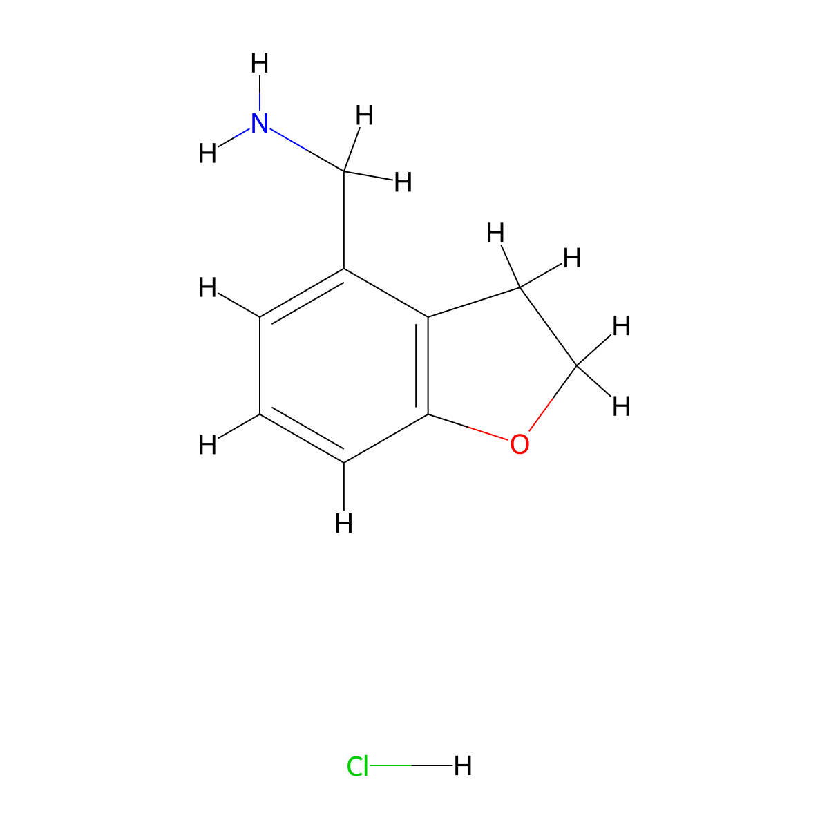 (2,3-Dihydro-1-benzofuran-4-yl)methanamine hydrochloride molecular structure, CAS 2230912-37-3