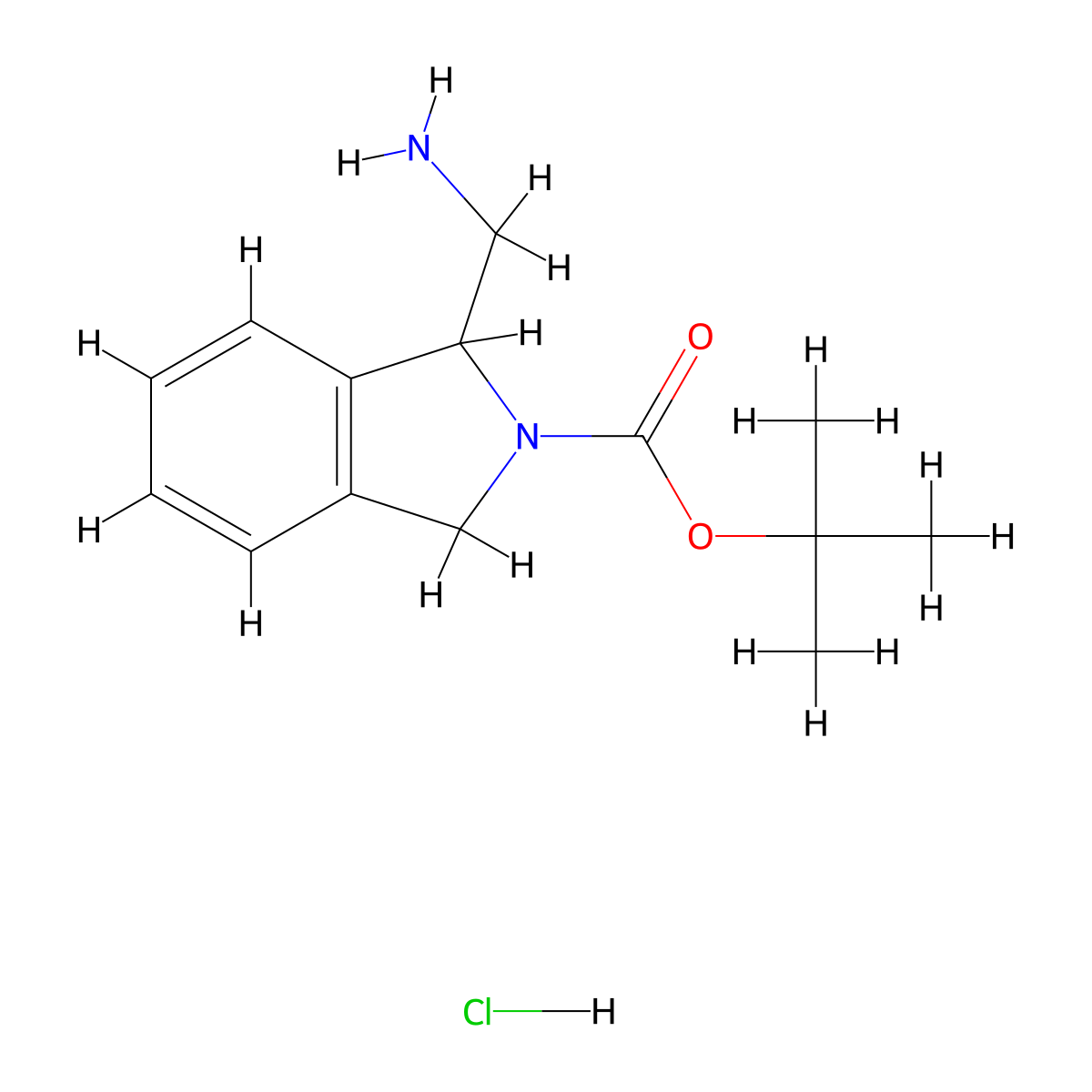 tert-butyl 1-(aminomethyl)-2,3-dihydro-1H-isoindole-2-carboxylate hydrochloride molecular structure, CAS 2230912-72-6