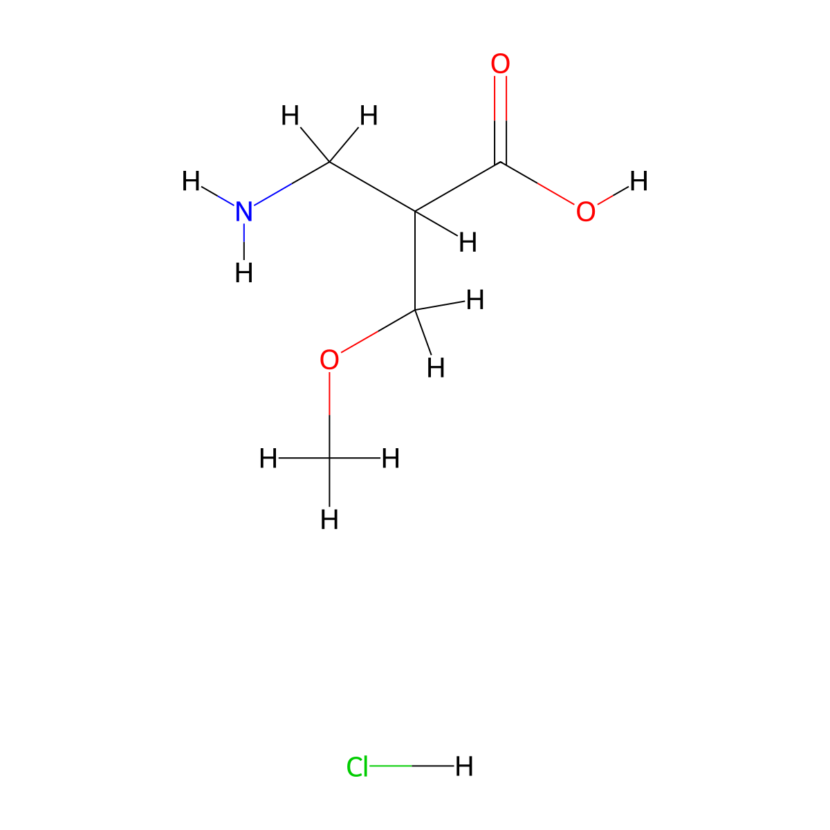 3-Amino-2-(methoxymethyl)propanoic acid hydrochloride molecular structure, CAS 2230913-37-6