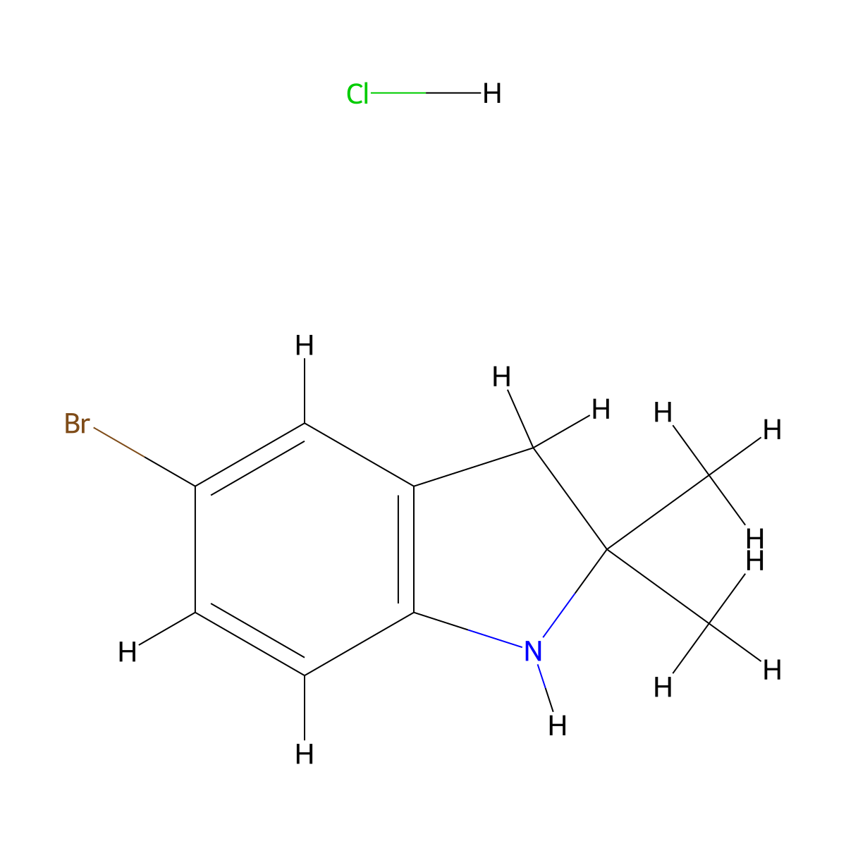 5-Bromo-2,2-dimethylindoline hydrochloride molecular structure, CAS 2230913-73-0