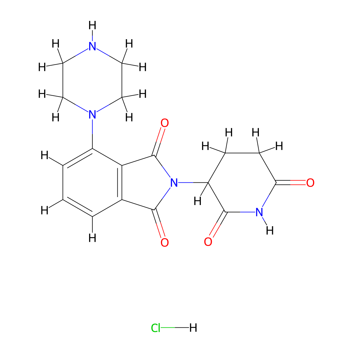 2-(2,6-Dioxopiperidin-3-yl)-4-(piperazin-1-yl)isoindoline-1,3-dione hydrochloride molecular structure, CAS 2230956-83-7