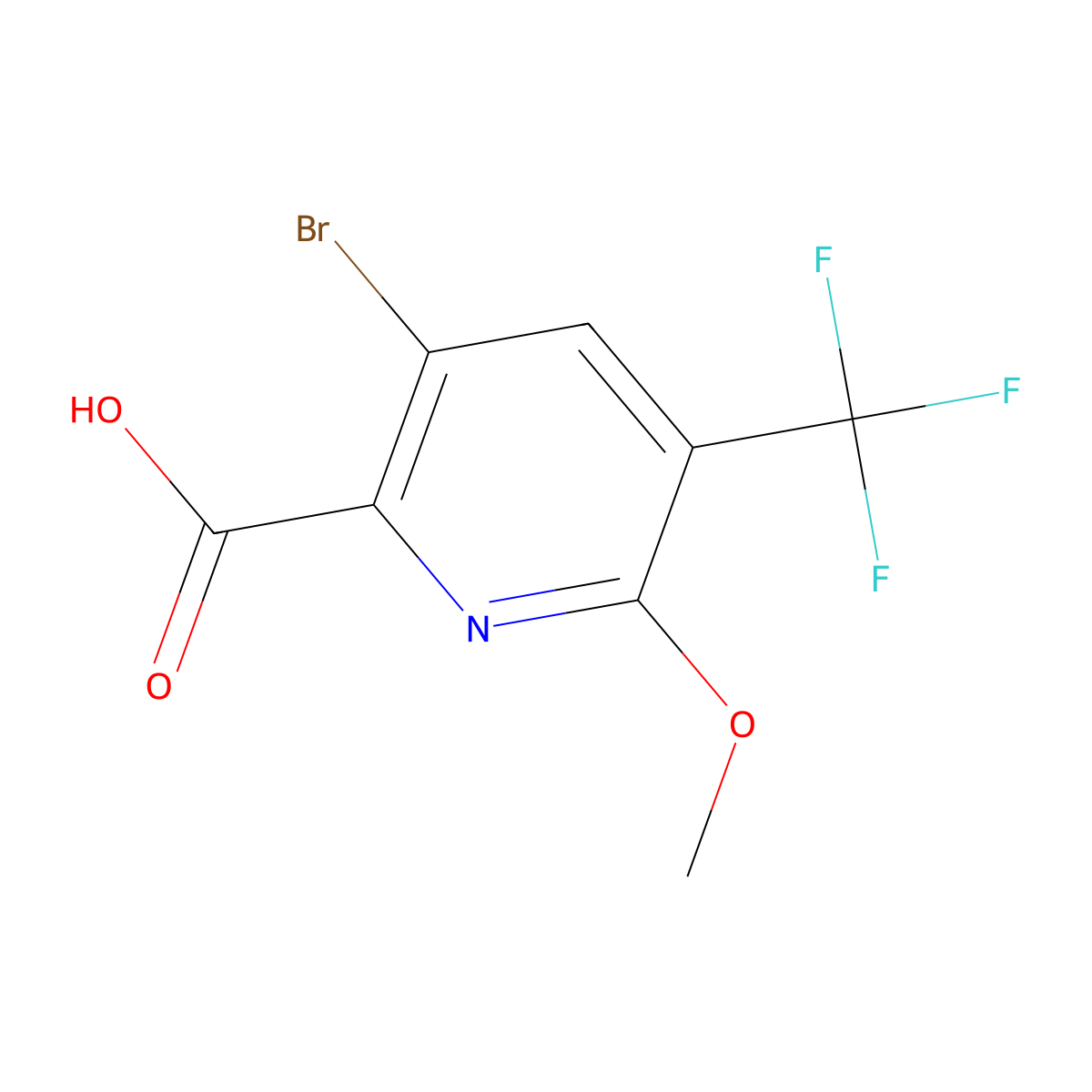 3-Bromo-6-methoxy-5-(trifluoromethyl)picolinic acid molecular structure, CAS 2230999-41-2