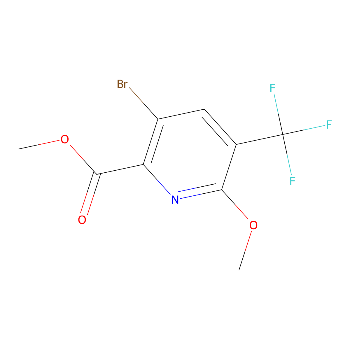 Methyl 3-bromo-6-methoxy-5-(trifluoromethyl)picolinate molecular structure, CAS 2230999-44-5
