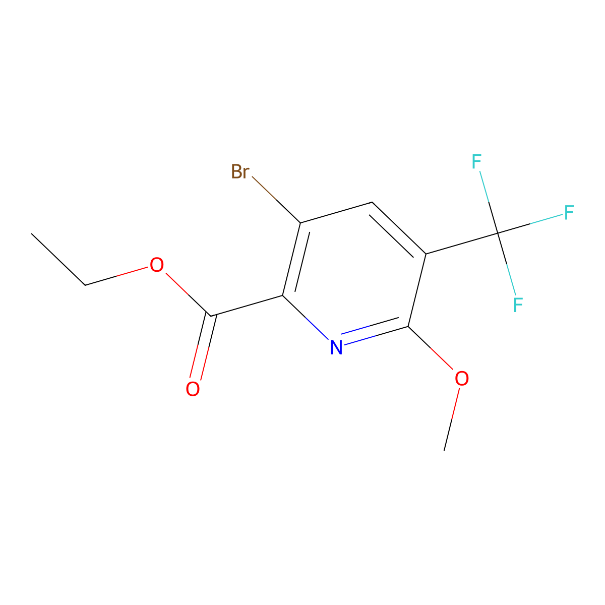 Ethyl 3-bromo-6-methoxy-5-(trifluoromethyl)picolinate molecular structure, CAS 2230999-49-0