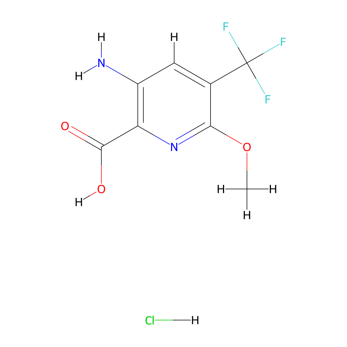 3-Amino-6-methoxy-5-(trifluoromethyl)picolinic acid hydrochloride molecular structure, CAS 2230999-58-1
