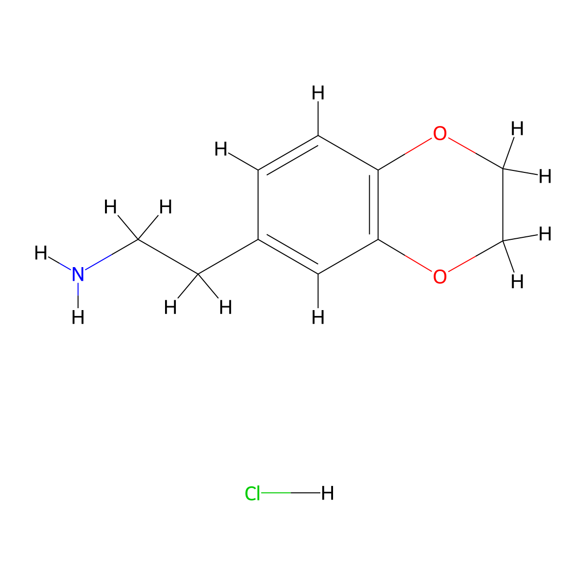 2-(2,3-Dihydro-1,4-benzodioxin-6-yl)ethan-1-amine hydrochloride molecular structure, CAS 22310-84-5