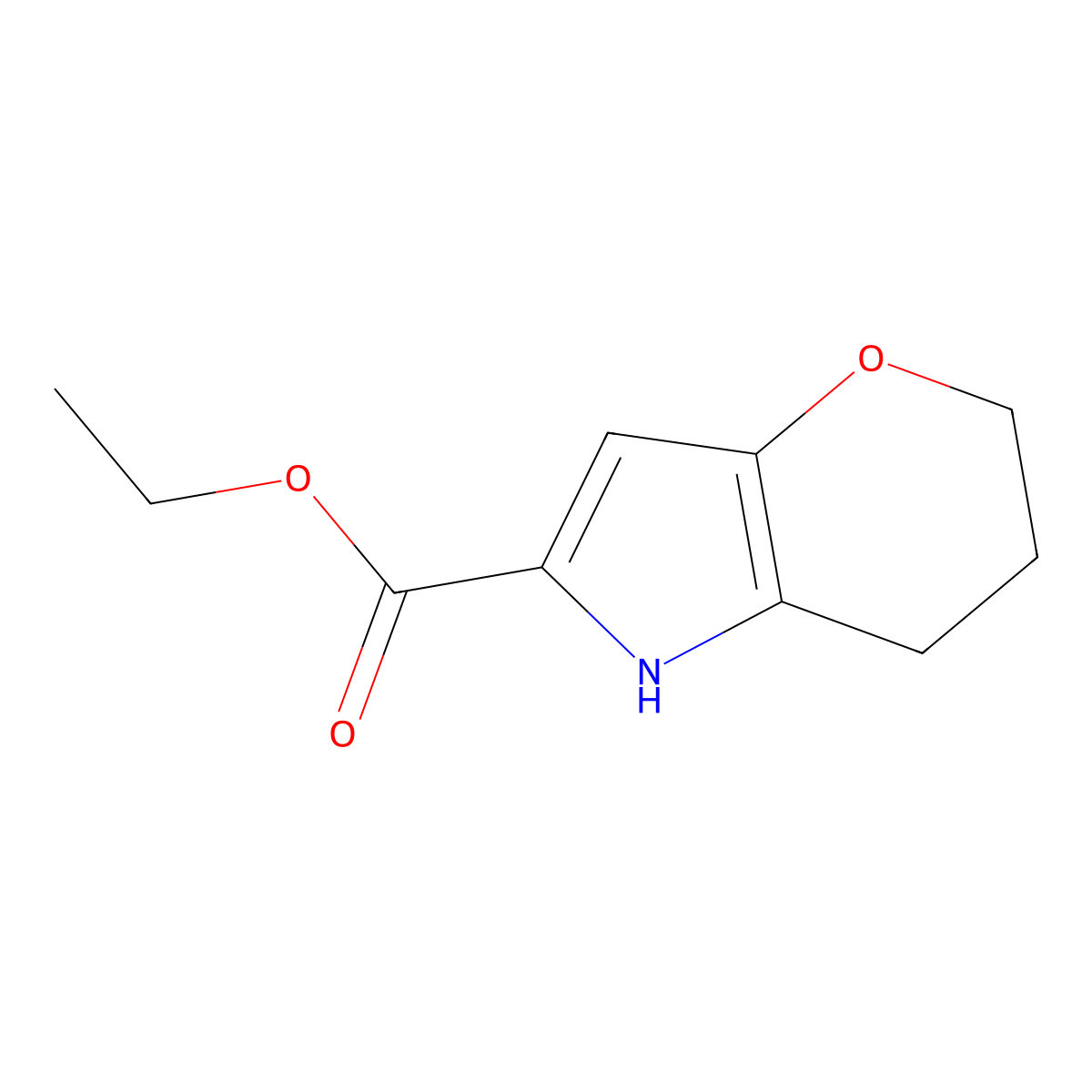 Ethyl 1,5,6,7-tetrahydropyrano[3,2-b]pyrrole-2-carboxylate molecular structure, CAS 2231041-25-9