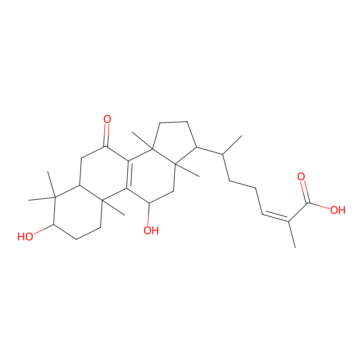 (E,6R)-6-[(3S,10S,11R,13R,14R,17R)-3,11-dihydroxy-4,4,10,13,14-pentamethyl-7-oxo-1,2,3,5,6,11,12,15,16,17-decahydrocyclopenta[a]phenanthren-17-yl]-2-methylhept-2-enoic acid molecular structure, CAS 2231061-47-3