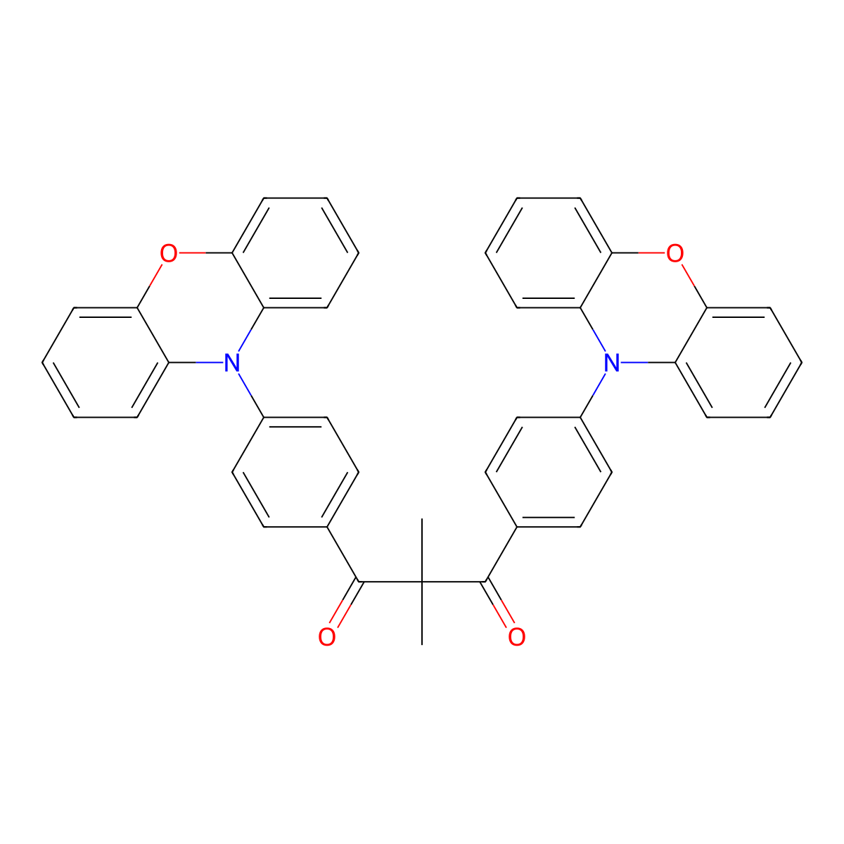 1,3-Bis(4-(10H-phenoxazin-10-YL)phenyl)-2,2-dimethylpropane-1,3-dione molecular structure, CAS 2231066-56-9