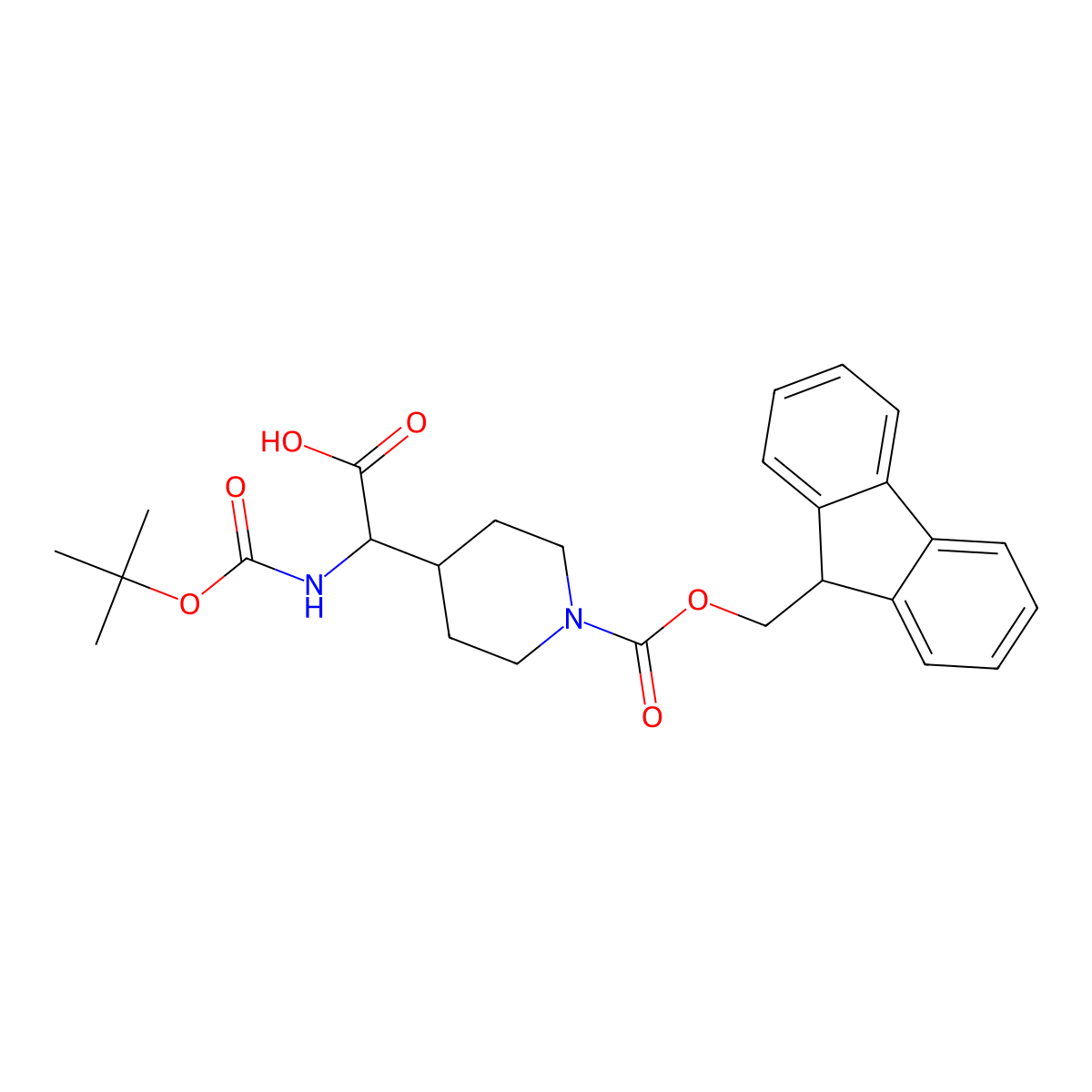 2-[1-(9H-Fluoren-9-ylmethoxycarbonyl)piperidin-4-yl]-2-[(2-methylpropan-2-yl)oxycarbonylamino]acetic acid molecular structure, CAS 2231074-78-3