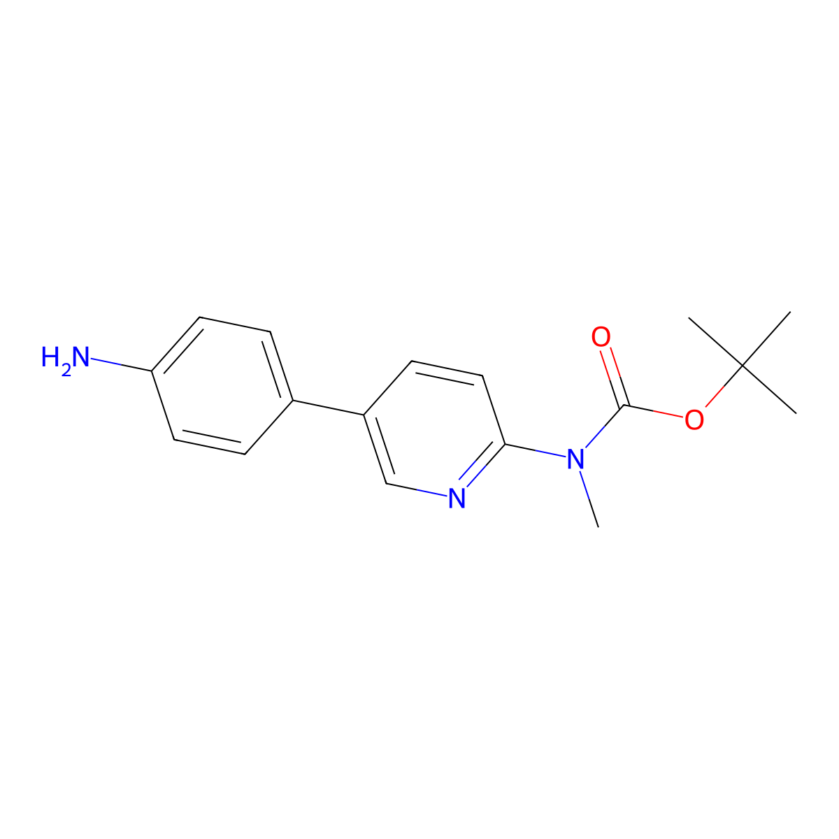 Tert-butyl (5-(4-aminophenyl)pyridin-2-YL)(methyl)carbamate molecular structure, CAS 2231098-55-6