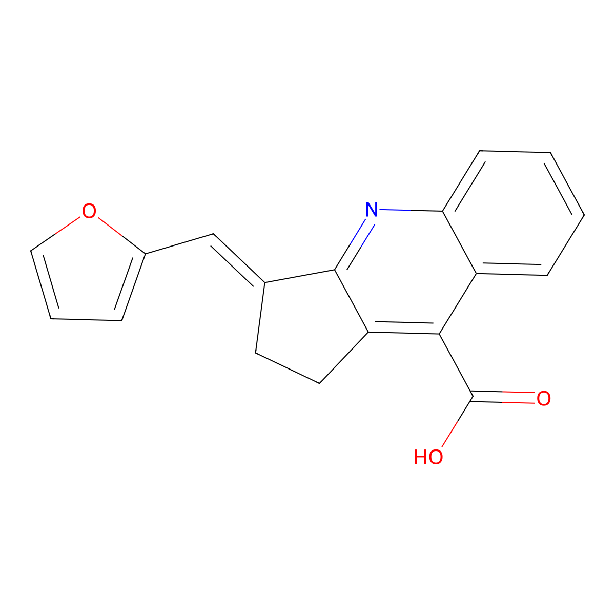 3-((furan-2-yl)methylidene)-1H,2H,3H-cyclopenta(b)quinoline-9-carboxylic acid molecular structure, CAS 22311-77-9