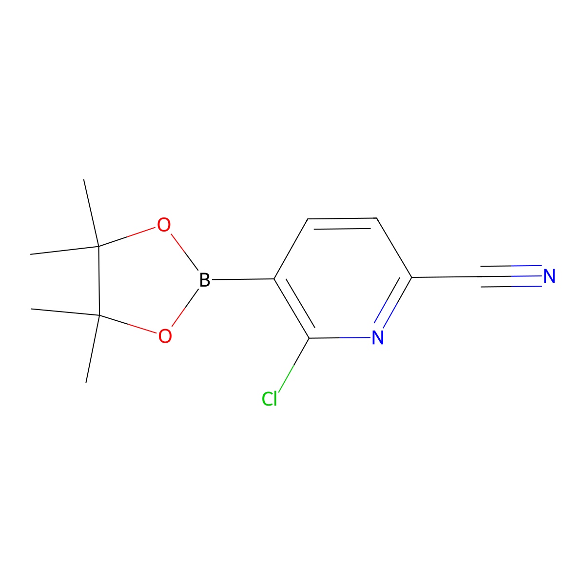6-Chloro-5-(tetramethyl-1,3,2-dioxaborolan-2-yl)pyridine-2-carbonitrile molecular structure, CAS 2231127-22-1