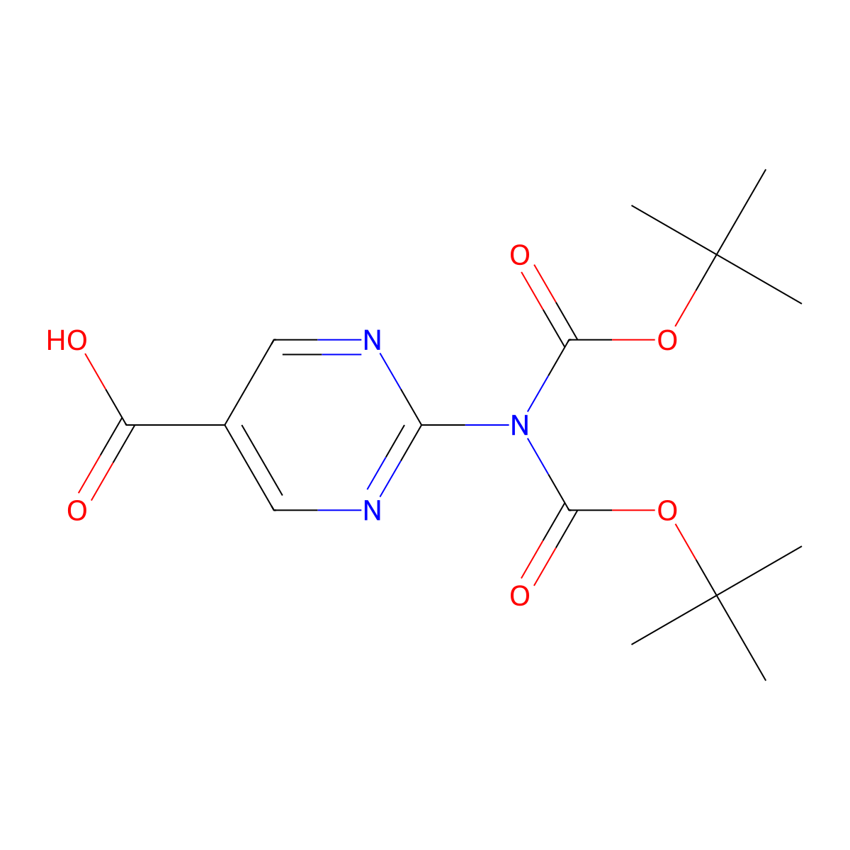 2-{Bis[(tert-butoxy)carbonyl]amino}pyrimidine-5-carboxylic acid molecular structure, CAS 2231168-34-4
