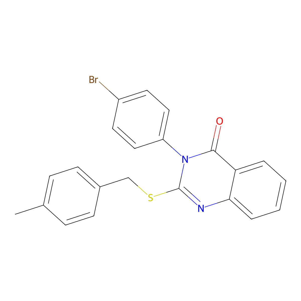 3-(4-bromophenyl)-2-[(4-methylbenzyl)sulfanyl]quinazolin-4(3H)-one molecular structure, CAS 22312-42-1