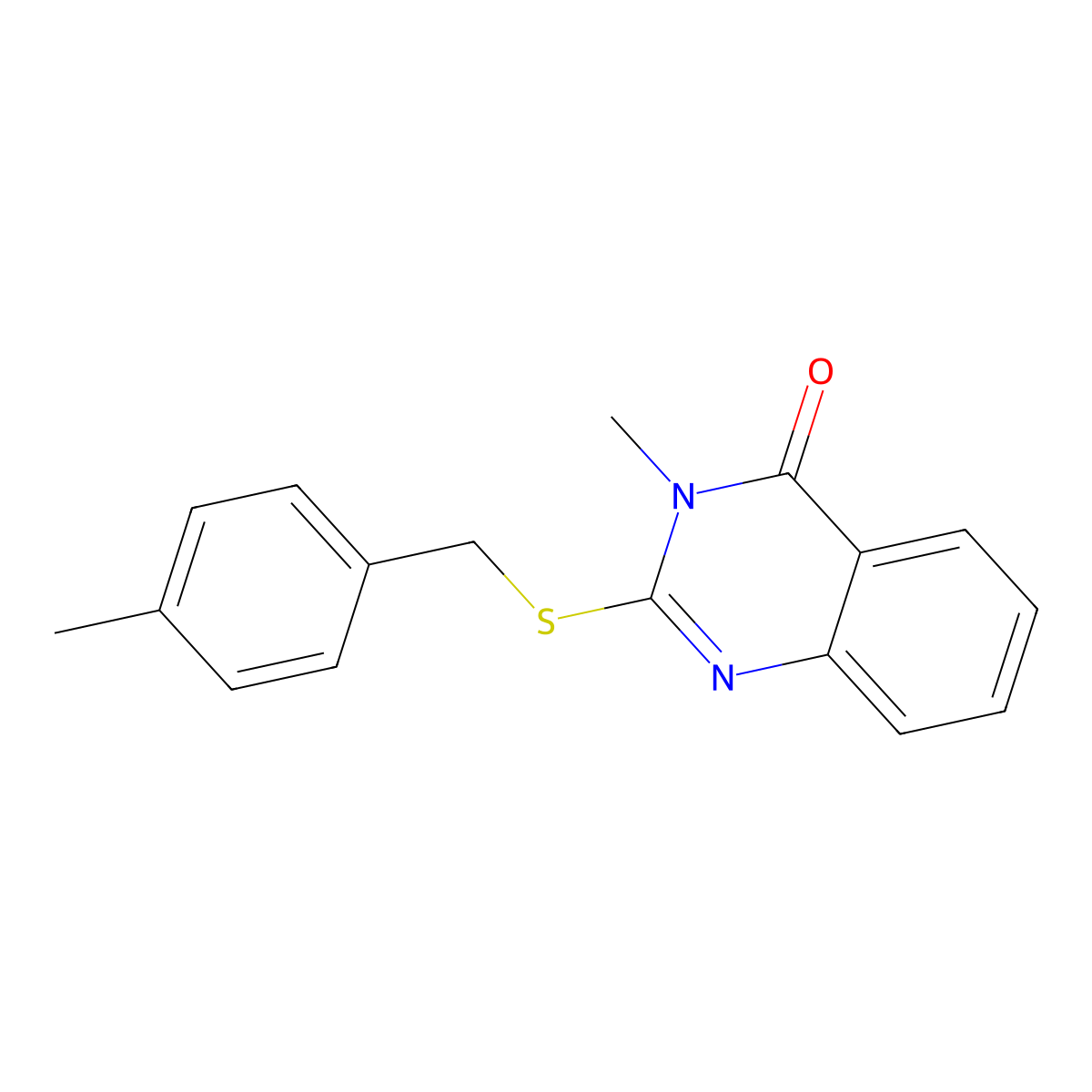 3-Methyl-2-((4-methylbenzyl)thio)quinazolin-4(3H)-one molecular structure, CAS 22312-45-4
