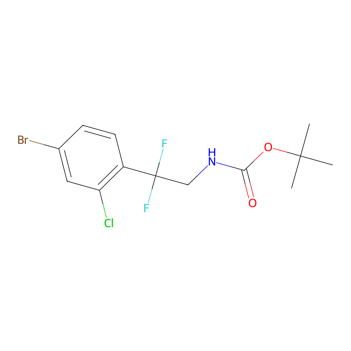tert-butyl N-[2-(4-bromo-2-chlorophenyl)-2,2-difluoroethyl]carbamate molecular structure, CAS 2231221-33-1