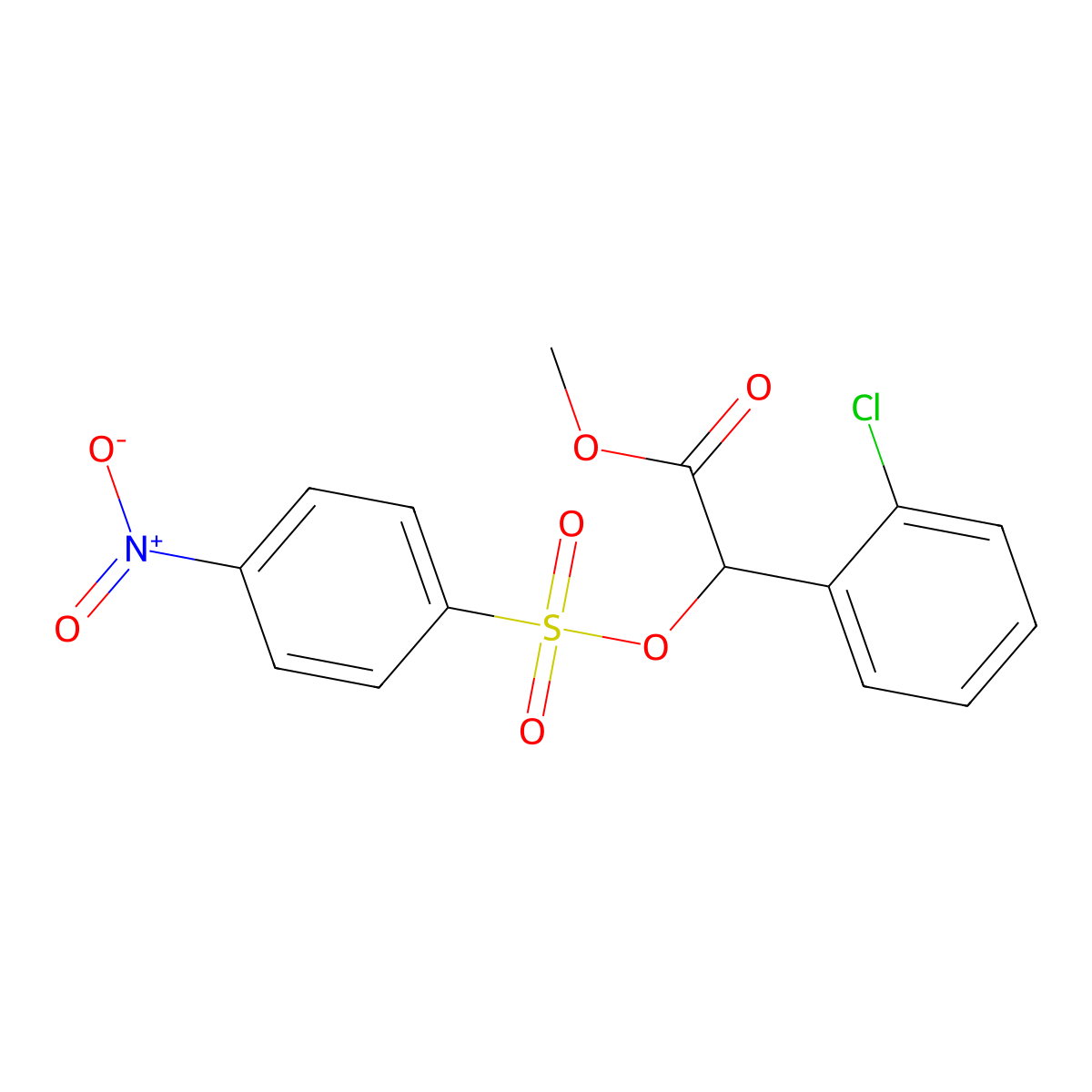 Methyl 2-(2-chlorophenyl)-2-(4-nitrophenyl)sulfonyloxyacetate molecular structure, CAS 223123-80-6