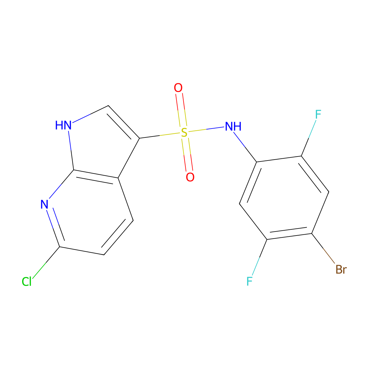 N-(4-bromo-2,5-difluoro-phenyl)-6-chloro-1H-pyrrolo[2,3-b]pyridine-3-sulfonamide molecular structure, CAS 2231232-39-4