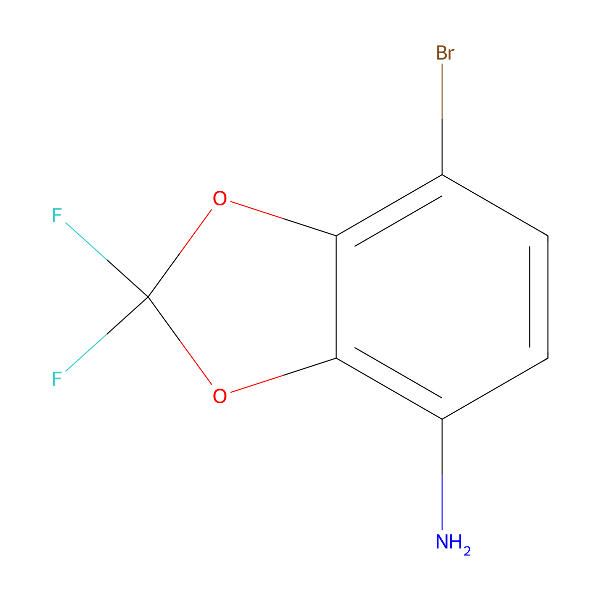 7-Bromo-2,2-difluoro-1,3-dioxaindan-4-amine molecular structure, CAS 2231233-77-3