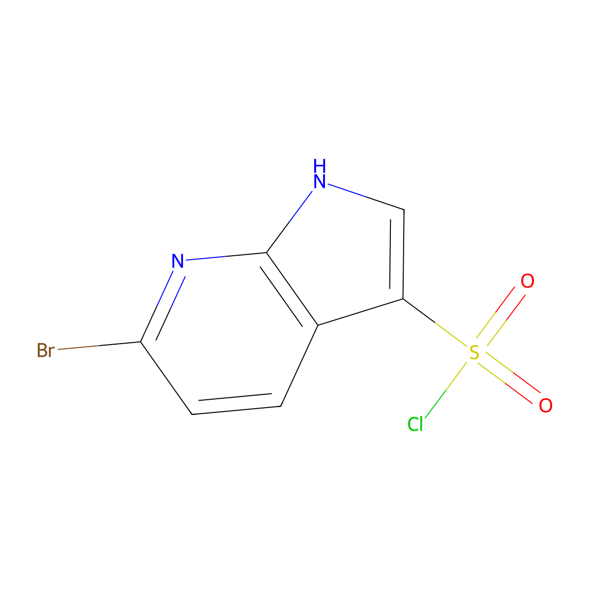 6-bromo-1H-pyrrolo[2,3-b]pyridine-3-sulfonyl chloride molecular structure, CAS 2231234-27-6