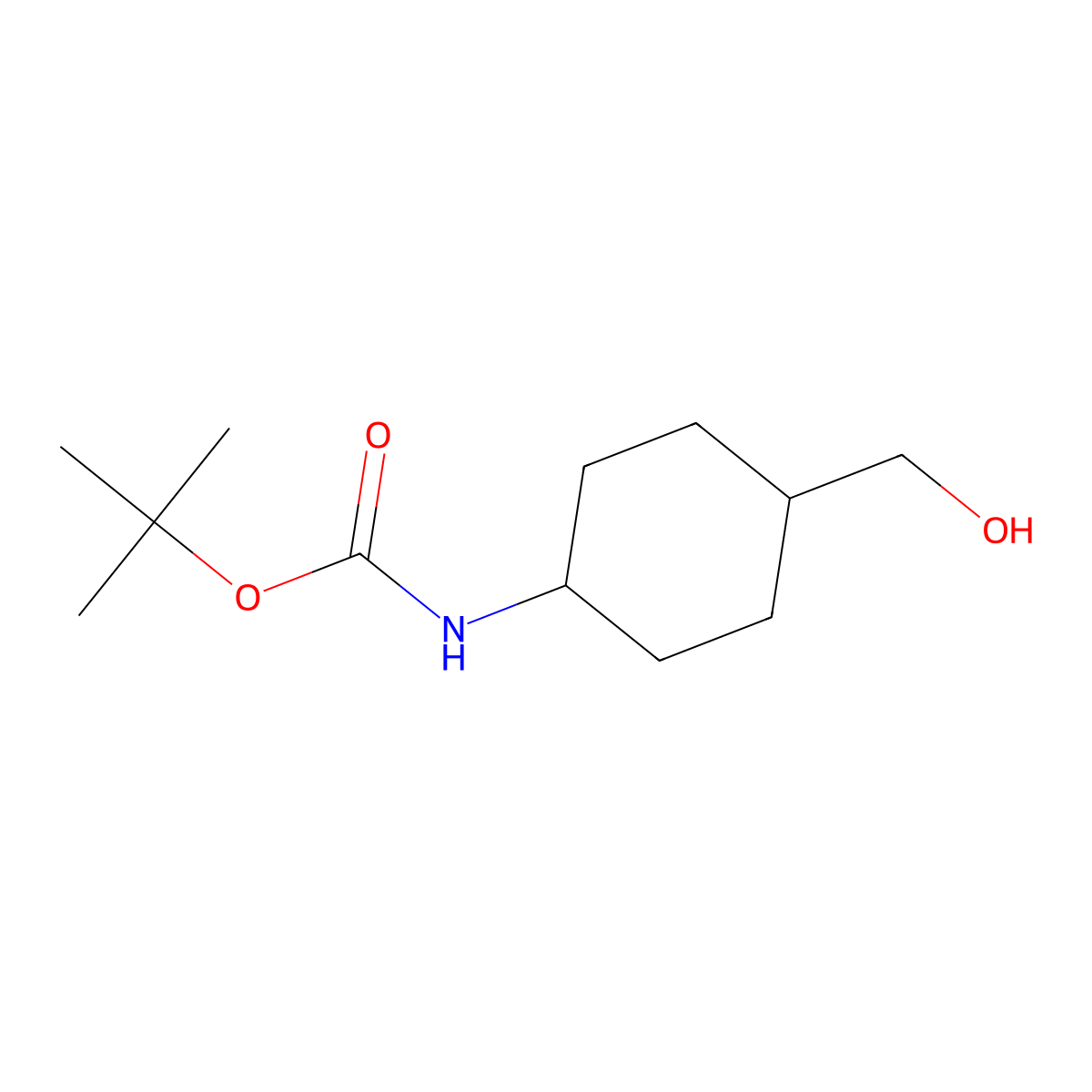 Rac-tert-butyl ((1s,4s)-4-(hydroxymethyl)cyclohexyl)carbamate molecular structure, CAS 223131-01-9