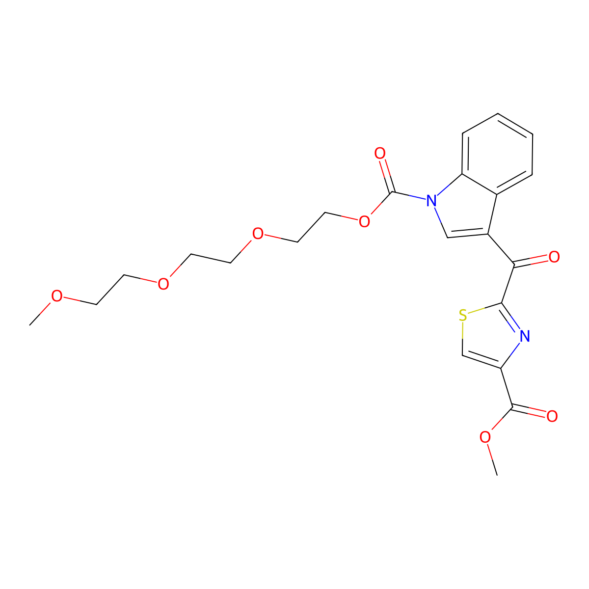 Methyl 2-(1-(2,5,8,11-tetraoxadodecanoyl)-1H-indole-3-carbonyl)thiazole-4-carboxylate molecular structure, CAS 2231344-22-0
