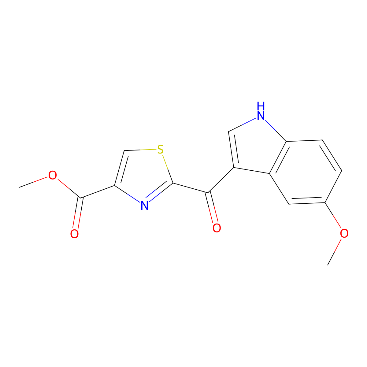 Methyl 2-(5-methoxy-1H-indole-3-carbonyl)thiazole-4-carboxylate molecular structure, CAS 2231344-35-5