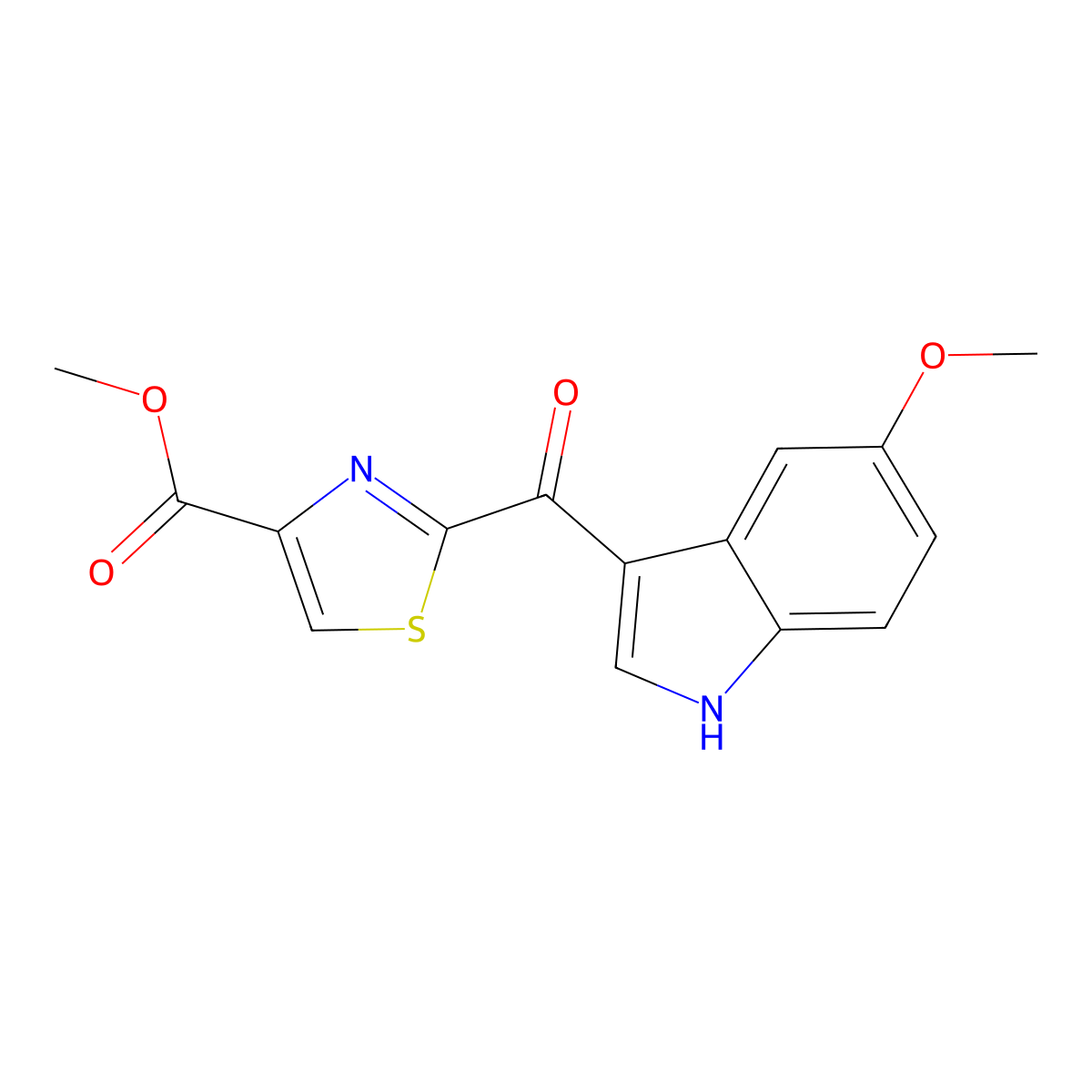 Methyl 2-(5-methoxy-1H-indole-3-carbonyl)thiazole-4-carboxylate molecular structure, CAS 2231344-35-5