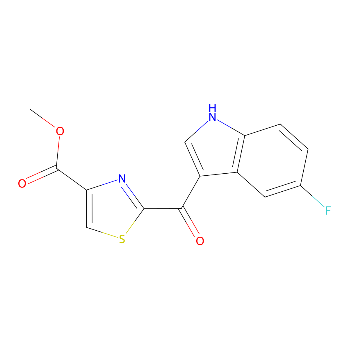 Methyl 2-(5-fluoro-1H-indole-3-carbonyl)thiazole-4-carboxylate molecular structure, CAS 2231344-36-6