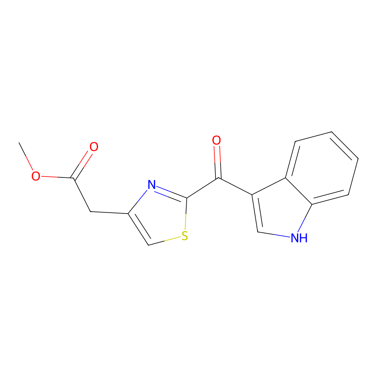 Methyl 2-(2-(1H-indole-3-carbonyl)thiazol-4-yl)acetate molecular structure, CAS 2231345-07-4