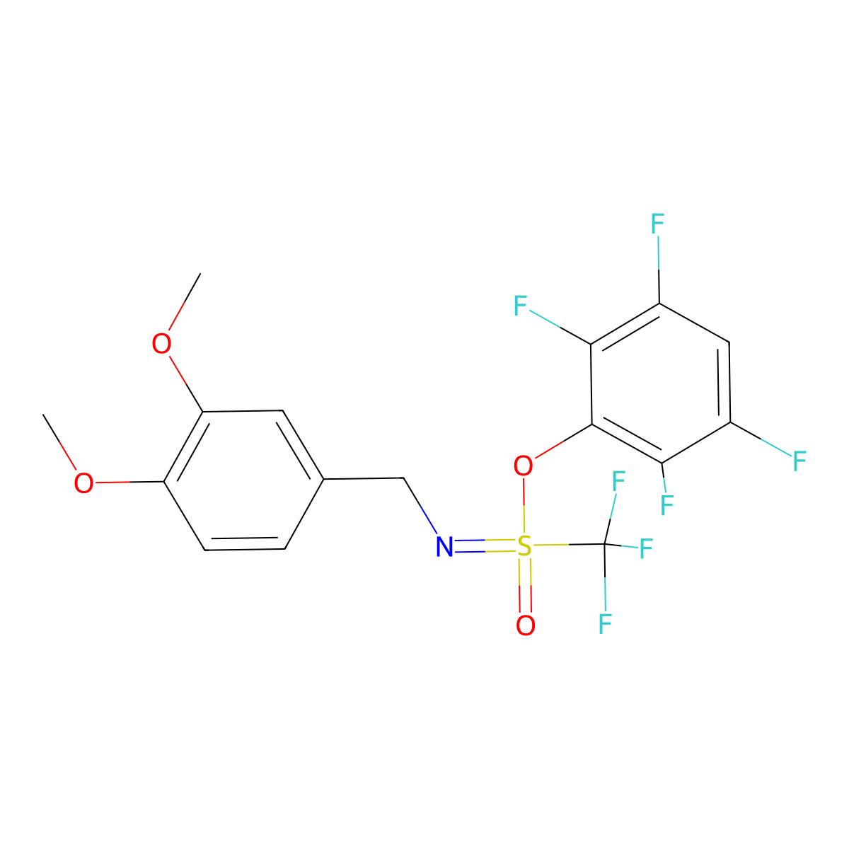2,3,5,6-Tetrafluorophenyl N-(3,4-dimethoxybenzyl)trifluoromethanesulfonimidate molecular structure, CAS 2231403-81-7