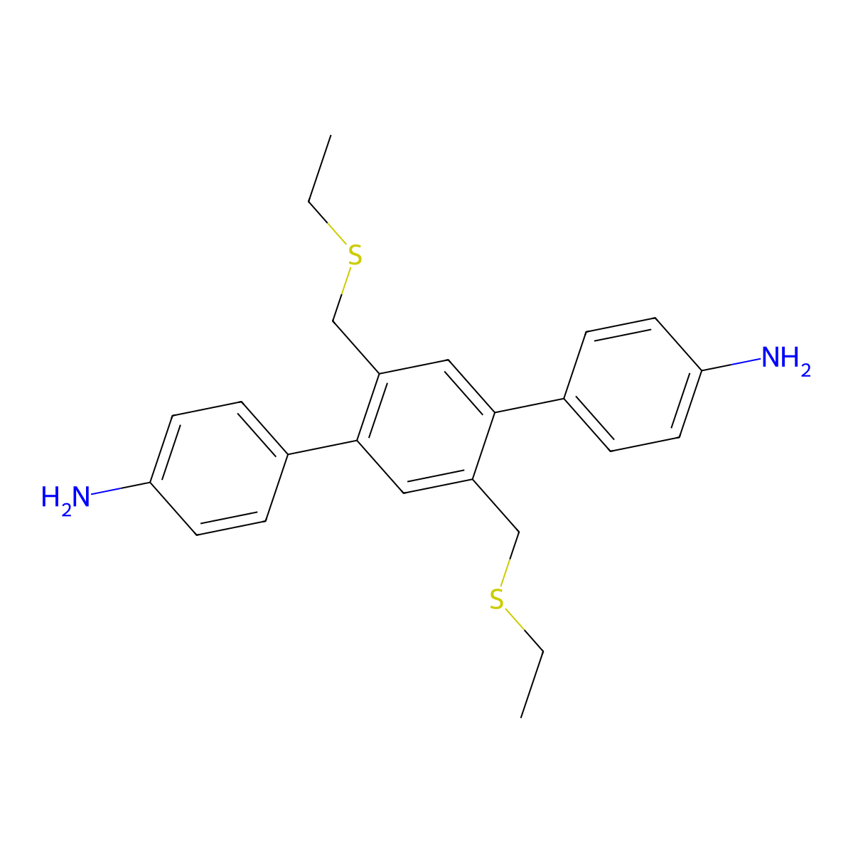 2',5'-Bis((ethylthio)methyl)-[1,1':4',1''-terphenyl]-4,4''-diamine molecular structure, CAS 2231404-37-6