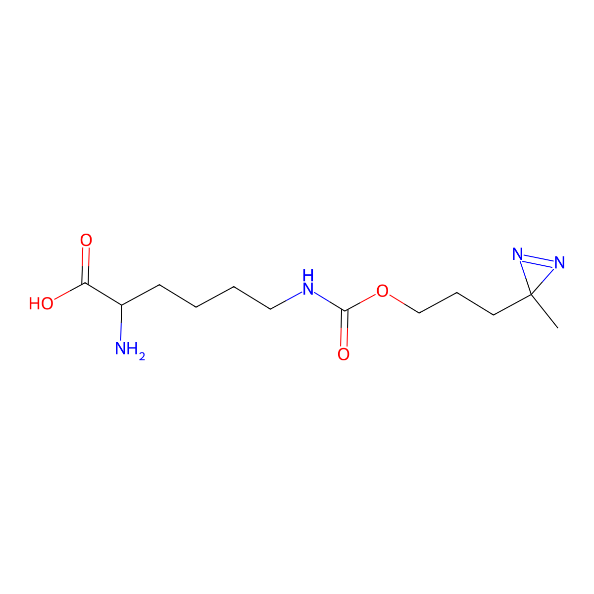 (S)-2-Amino-6-(((3-(3-methyl-3H-diazirin-3-yl)propoxy)carbonyl)amino)hexanoic acid molecular structure, CAS 2231405-65-3