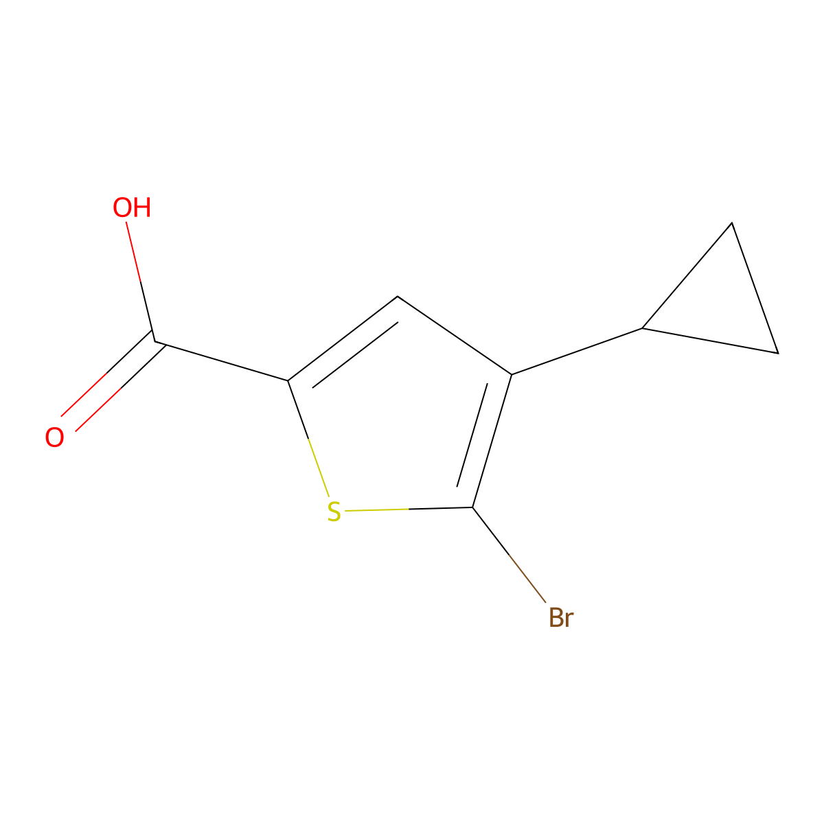 5-Bromo-4-(cyclopropyl)thiophene-2-carboxylic acid molecular structure, CAS 2231413-55-9