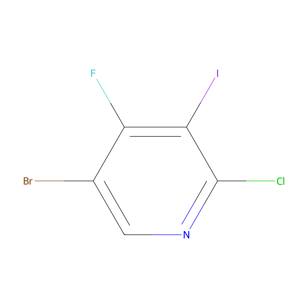5-Bromo-2-chloro-4-fluoro-3-iodopyridine molecular structure, CAS 2231635-54-2