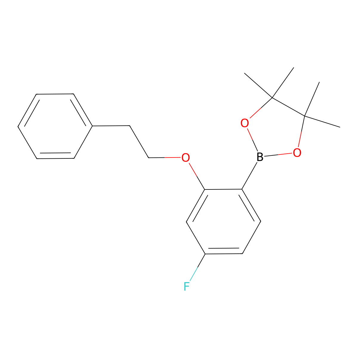 2-[4-Fluoro-2-(2-phenylethoxy)phenyl]-4,4,5,5-tetramethyl-1,3,2-dioxaborolane molecular structure, CAS 2231635-96-2