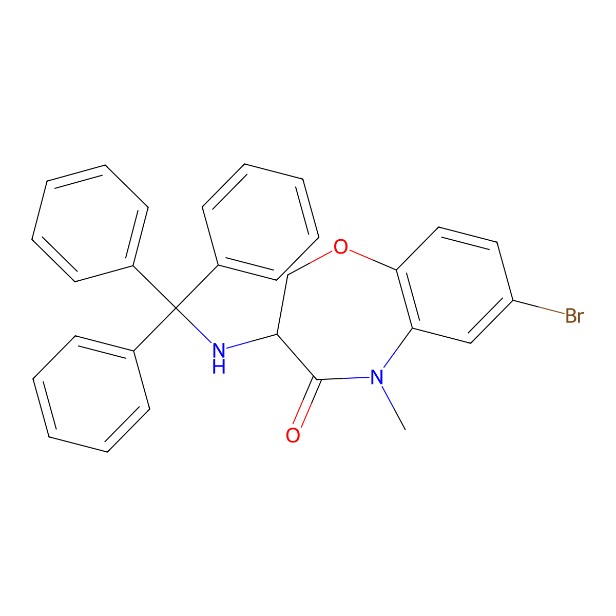 (3S)-7-bromo-5-methyl-3-(tritylamino)-2,3-dihydro-1,5-benzoxazepin-4-one molecular structure, CAS 2231663-34-4