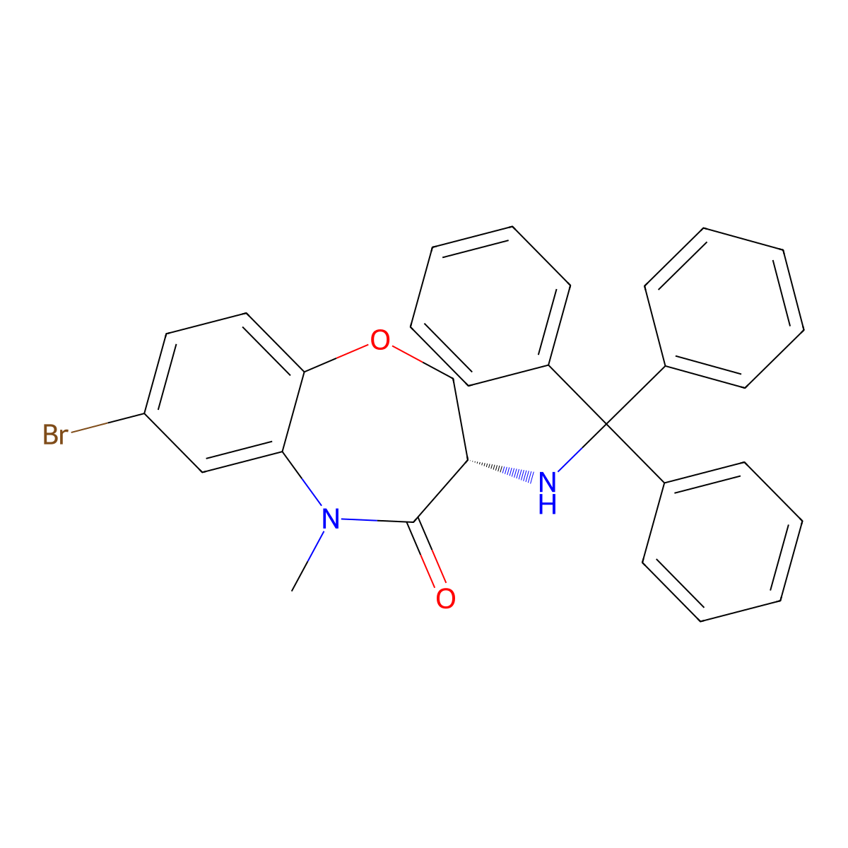 (3S)-7-bromo-5-methyl-3-(tritylamino)-2,3-dihydro-1,5-benzoxazepin-4-one molecular structure, CAS 2231663-34-4