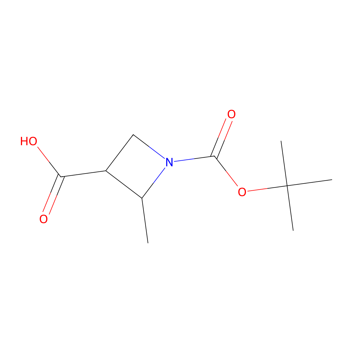 (2R,3S)-1-tert-butoxycarbonyl-2-methyl-azetidine-3-carboxylic acid molecular structure, CAS 2231663-77-5