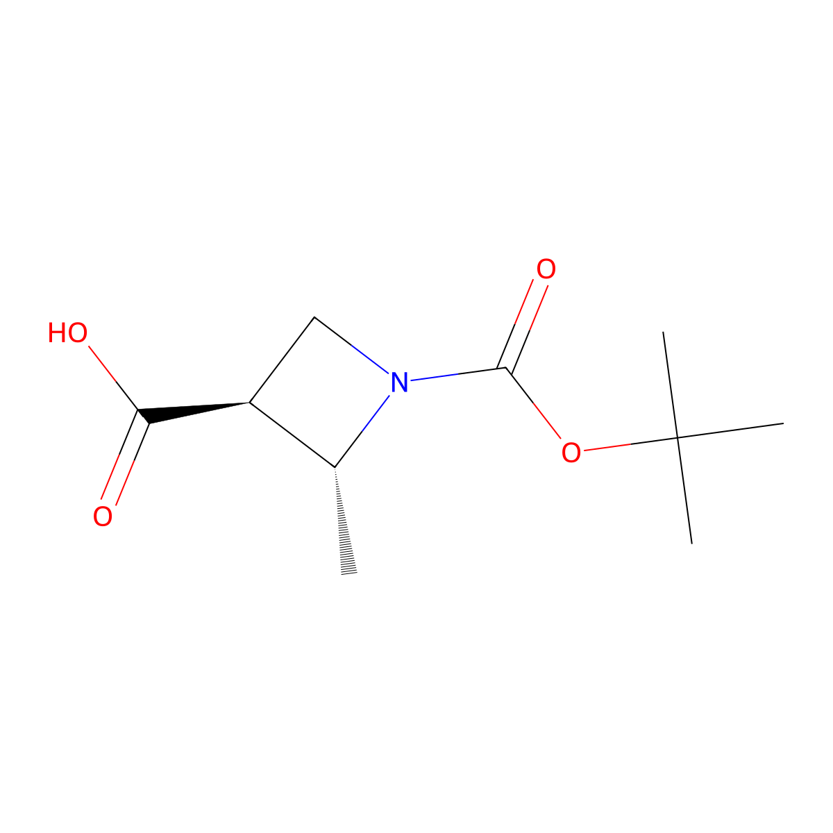 (2R,3S)-1-tert-butoxycarbonyl-2-methyl-azetidine-3-carboxylic acid molecular structure, CAS 2231663-77-5
