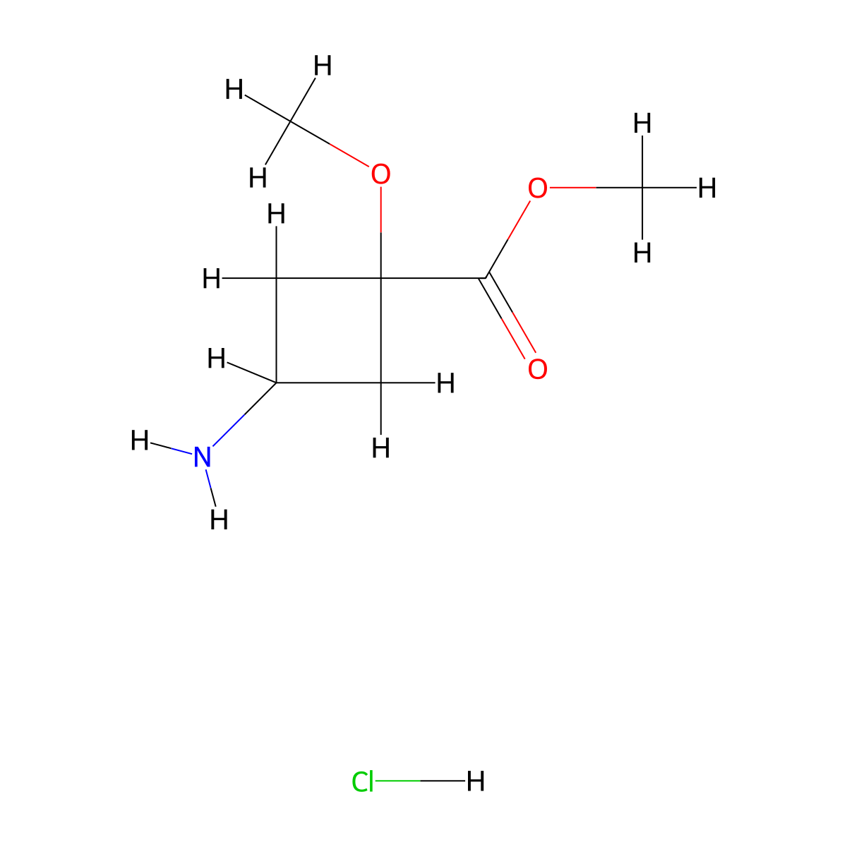 trans-Methyl 3-amino-1-methoxycyclobutanecarboxylate hydrochloride molecular structure, CAS 2231664-03-0