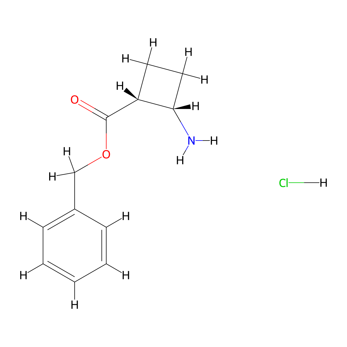 Benzyl cis-2-aminocyclobutanecarboxylate hydrochloride molecular structure, CAS 2231664-11-0